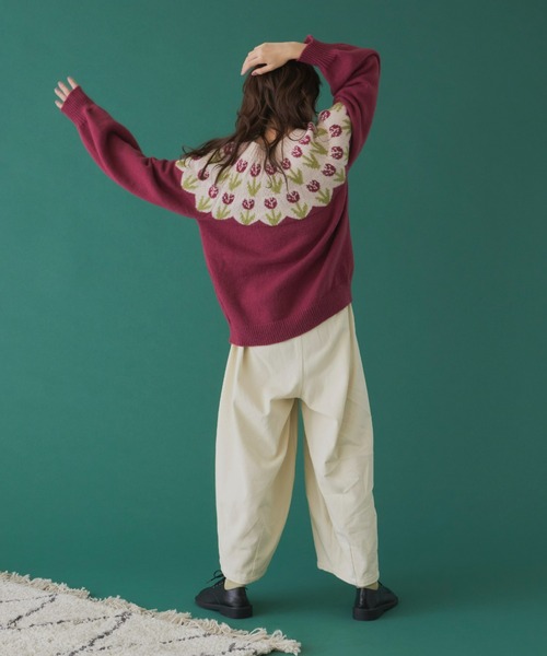 MERLOT（メルロー）の「長袖ニット（ニット/セーター・レディース・ワインレッド・FREE）」の2枚目の写真