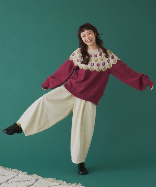 MERLOT（メルロー）の「長袖ニット（ニット/セーター・レディース・ワインレッド・FREE）」の7枚目の写真