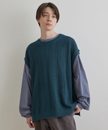 シアーレースニットルーズベスト