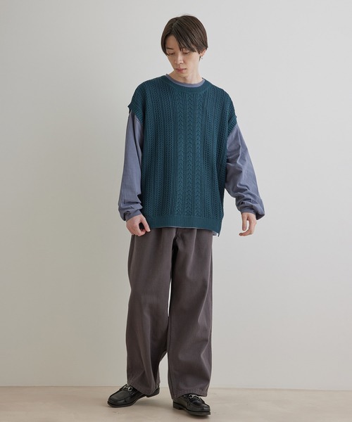 JUNRED(ジュンレッド)の「シアーレースニットルーズベスト(ベスト・メンズ・グリーン/ブラック/ライトグレー・S/L/M)」の21枚目の写真