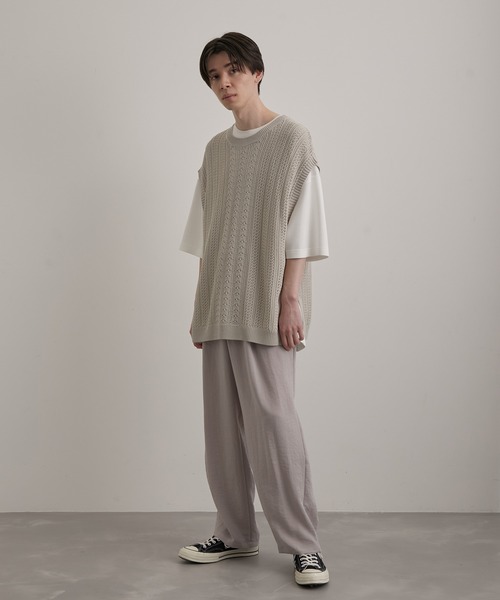 JUNRED(ジュンレッド)の「シアーレースニットルーズベスト(ベスト・メンズ・グリーン/ブラック/ライトグレー・S/L/M)」の7枚目の写真