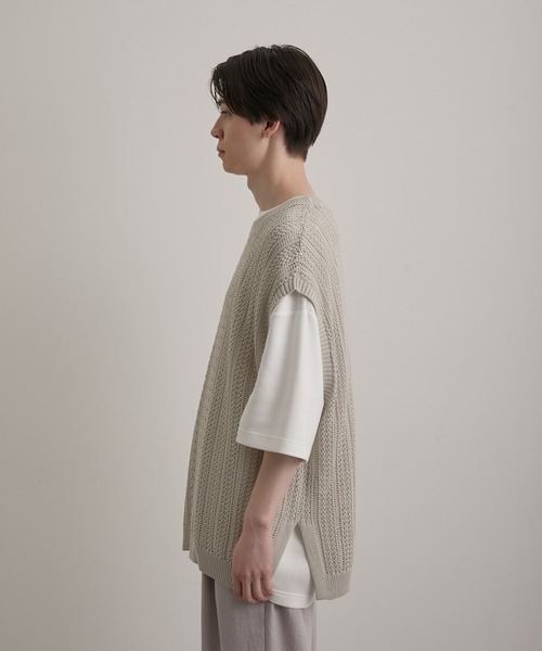 JUNRED(ジュンレッド)の「シアーレースニットルーズベスト(ベスト・メンズ・グリーン/ブラック/ライトグレー・S/L/M)」の9枚目の写真