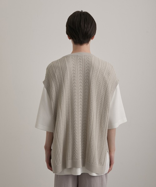 JUNRED(ジュンレッド)の「シアーレースニットルーズベスト(ベスト・メンズ・グリーン/ブラック/ライトグレー・S/L/M)」の10枚目の写真