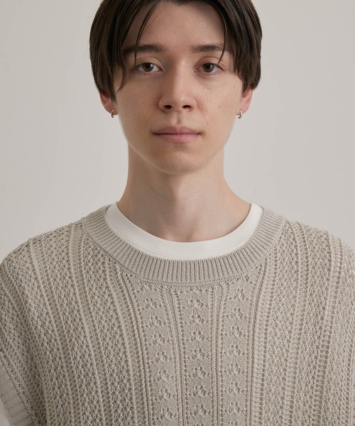 JUNRED(ジュンレッド)の「シアーレースニットルーズベスト(ベスト・メンズ・グリーン/ブラック/ライトグレー・S/L/M)」の11枚目の写真