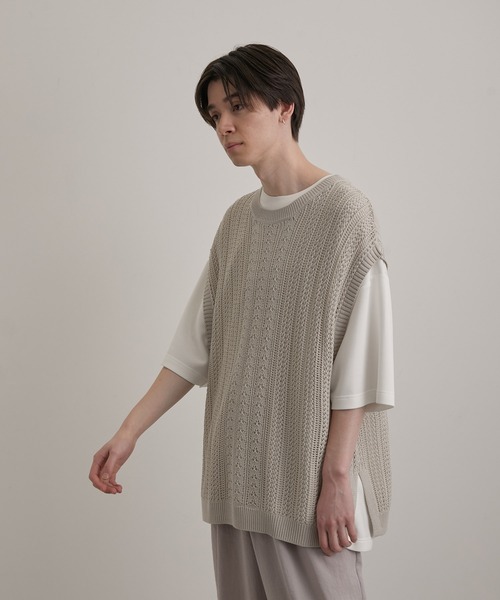 JUNRED(ジュンレッド)の「シアーレースニットルーズベスト(ベスト・メンズ・グリーン/ブラック/ライトグレー・S/L/M)」の15枚目の写真