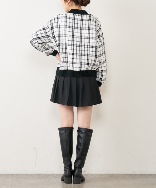 OLIVE des OLIVE（オリーブデオリーブ）の「リブ付ツイードトップス（Tシャツ/カットソー・レディース・ブラック/ブラウン/オフホワイト・FREE）」の8枚目の写真