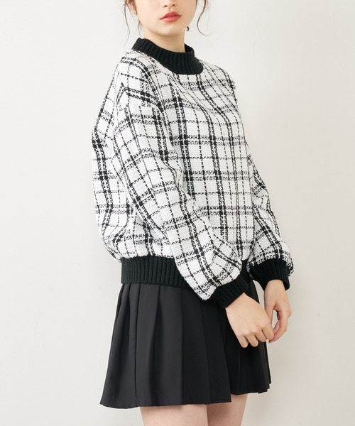 OLIVE des OLIVE（オリーブデオリーブ）の「リブ付ツイードトップス（Tシャツ/カットソー・レディース・ブラック/ブラウン/オフホワイト・FREE）」の15枚目の写真