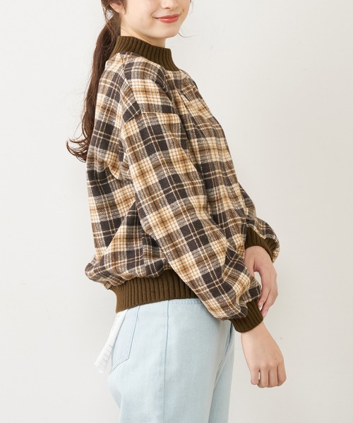 OLIVE des OLIVE（オリーブデオリーブ）の「リブ付ツイードトップス（Tシャツ/カットソー・レディース・ブラック/ブラウン/オフホワイト・FREE）」の9枚目の写真