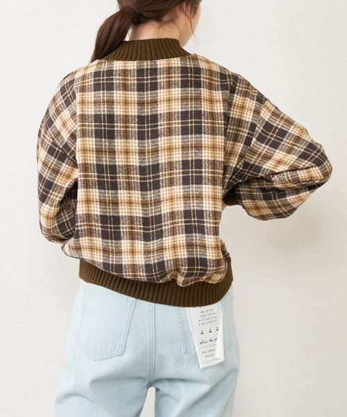 OLIVE des OLIVE（オリーブデオリーブ）の「リブ付ツイードトップス（Tシャツ/カットソー・レディース・ブラック/ブラウン/オフホワイト・FREE）」の6枚目の写真