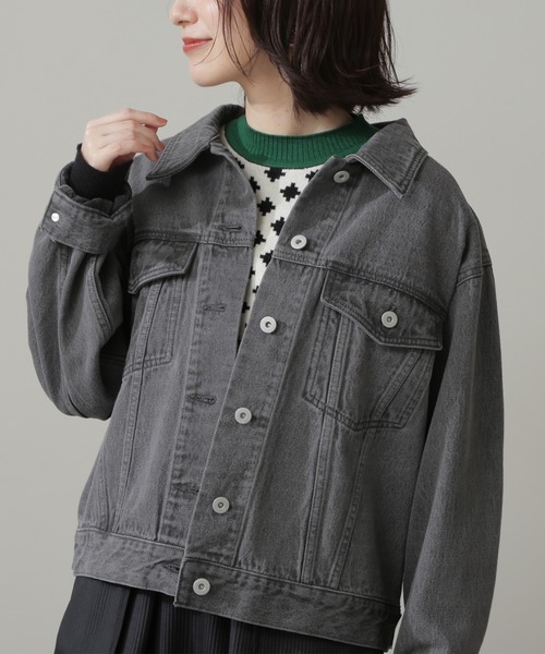 N.（N. Natural Beauty Basic）（エヌエヌナチュラルビューティーベーシック）の「◆デニムジャケット（ブルゾン・レディース・ブラック/ナチュラル・MEDIUM）」の6枚目の写真