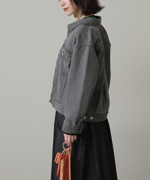 N.（N. Natural Beauty Basic）（エヌエヌナチュラルビューティーベーシック）の「◆デニムジャケット（ブルゾン・レディース・ブラック/ナチュラル・MEDIUM）」の5枚目の写真