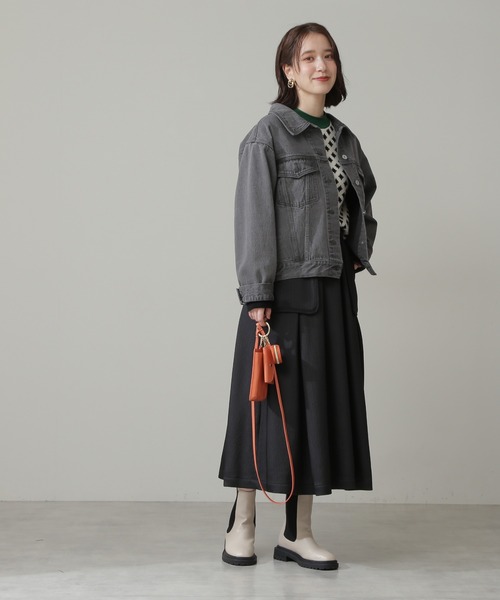 N.（N. Natural Beauty Basic）（エヌエヌナチュラルビューティーベーシック）の「◆デニムジャケット（ブルゾン・レディース・ブラック/ナチュラル・MEDIUM）」の8枚目の写真