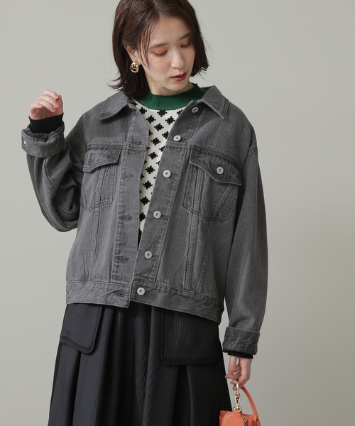 N.（N. Natural Beauty Basic）（エヌエヌナチュラルビューティーベーシック）の「◆デニムジャケット（ブルゾン・レディース・ブラック/ナチュラル・MEDIUM）」の10枚目の写真