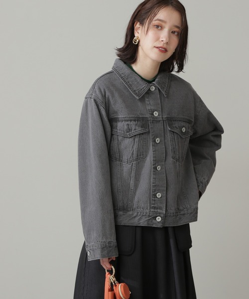 N.（N. Natural Beauty Basic）（エヌエヌナチュラルビューティーベーシック）の「◆デニムジャケット（ブルゾン・レディース・ブラック/ナチュラル・MEDIUM）」の12枚目の写真