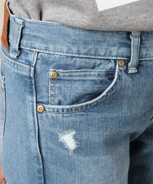 Lee（リー）の「BYBC LEE 別注ダメージデニムアンクルパンツ（デニムパンツ・レディース・ネイビー・SMALL/MEDIUM）」の3枚目の写真