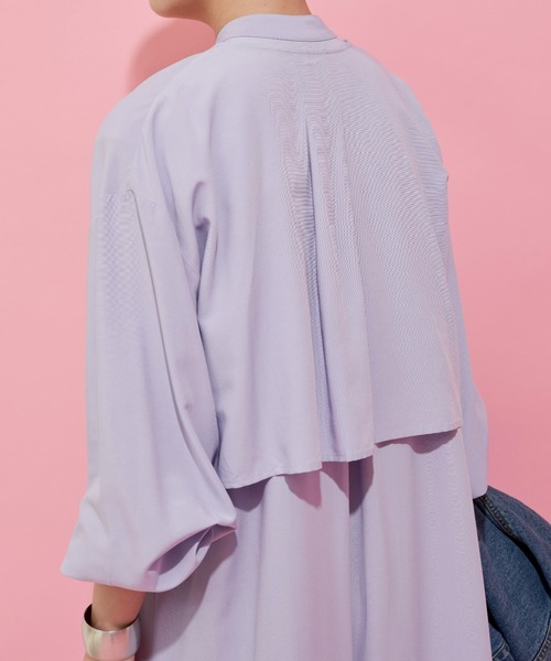 Aunt Marie's（アントマリーズ）の「レイヤードワンピース / バンドカラーシャツワンピース + クロップドシャツSET（ワンピース・レディース・ホワイト/ブラック/ライトパープル・FREE）」の15枚目の写真