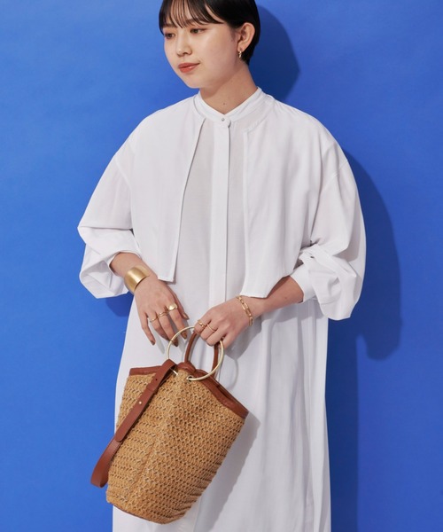 Aunt Marie's（アントマリーズ）の「レイヤードワンピース / バンドカラーシャツワンピース + クロップドシャツSET（ワンピース・レディース・ホワイト/ブラック/ライトパープル・FREE）」の10枚目の写真