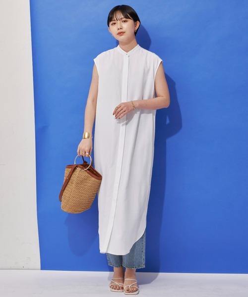 Aunt Marie's（アントマリーズ）の「レイヤードワンピース / バンドカラーシャツワンピース + クロップドシャツSET（ワンピース・レディース・ホワイト/ブラック/ライトパープル・FREE）」の11枚目の写真