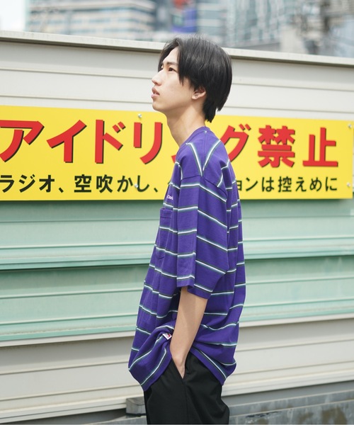 BEN DAVIS（ベンデイビス）の「【BEN DAVIS/ベンデイビス】ヘビーテンジクボーダーBIGTシャツ（Tシャツ/カットソー・メンズ・チャコールグレー/パープル/イエロー/グリーン・MEDIUM/LARGE/X-LARGE）」の21枚目の写真