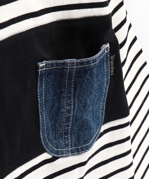 BRANSHES（ブランシェス）の「【デニムポケット】ボーダー長袖Tシャツ ロンT（Tシャツ/カットソー・キッズ・ブラック/アイボリー・110/100/130/120/150/140/90）」の21枚目の写真