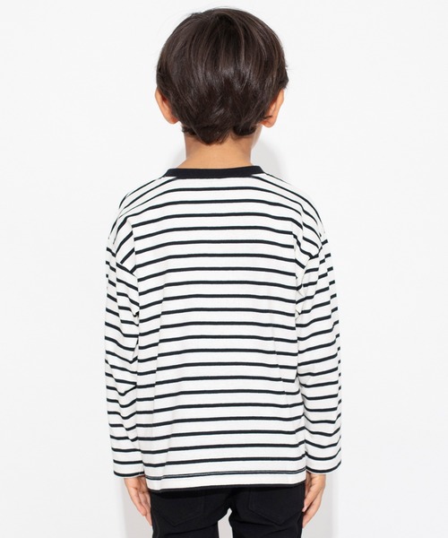 BRANSHES（ブランシェス）の「【デニムポケット】ボーダー長袖Tシャツ ロンT（Tシャツ/カットソー・キッズ・ブラック/アイボリー・110/100/130/120/150/140/90）」の5枚目の写真