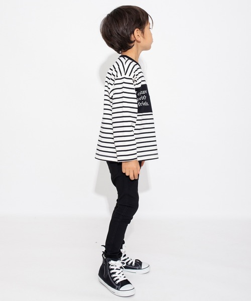 BRANSHES（ブランシェス）の「【デニムポケット】ボーダー長袖Tシャツ ロンT（Tシャツ/カットソー・キッズ・ブラック/アイボリー・110/100/130/120/150/140/90）」の8枚目の写真