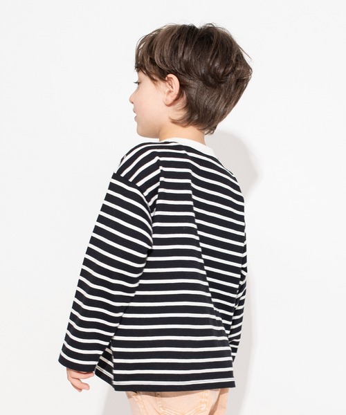 BRANSHES（ブランシェス）の「【デニムポケット】ボーダー長袖Tシャツ ロンT（Tシャツ/カットソー・キッズ・ブラック/アイボリー・110/100/130/120/150/140/90）」の13枚目の写真