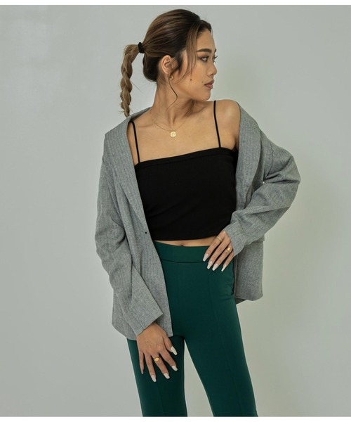 ANAP（アナップ）の「コットンリネンヘリンボーンテーラードジャケット（テーラードジャケット・レディース・アイボリー/ブラック・FREE）」の4枚目の写真