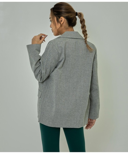 ANAP（アナップ）の「コットンリネンヘリンボーンテーラードジャケット（テーラードジャケット・レディース・アイボリー/ブラック・FREE）」の3枚目の写真