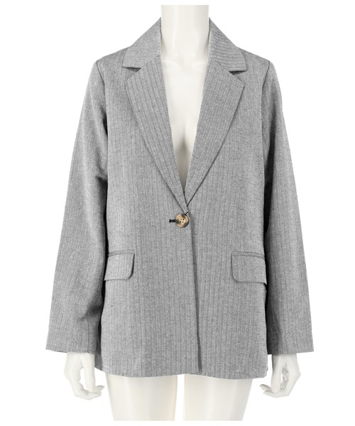 ANAP（アナップ）の「コットンリネンヘリンボーンテーラードジャケット（テーラードジャケット・レディース・アイボリー/ブラック・FREE）」の7枚目の写真