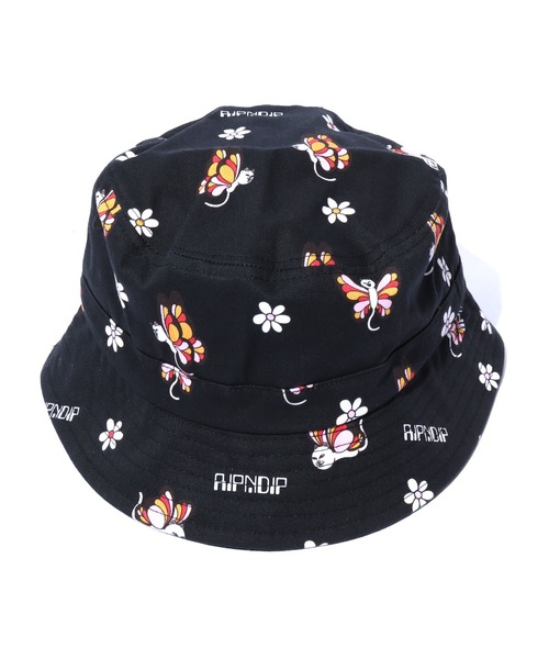 RIPNDIP（リップンディップ）の「RIPNDIP/リップンディップ Butterfly Bucket Hat バケットハット 総柄 フラワー（ハット・メンズ・ブラック・ONE SIZE）」の6枚目の写真