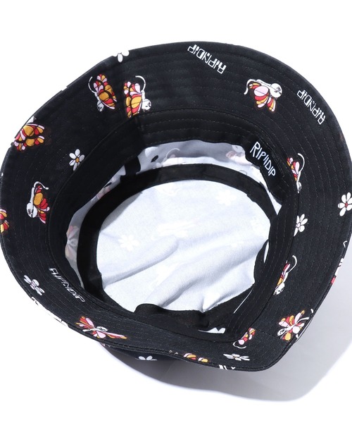 RIPNDIP（リップンディップ）の「RIPNDIP/リップンディップ Butterfly Bucket Hat バケットハット 総柄 フラワー（ハット・メンズ・ブラック・ONE SIZE）」の2枚目の写真