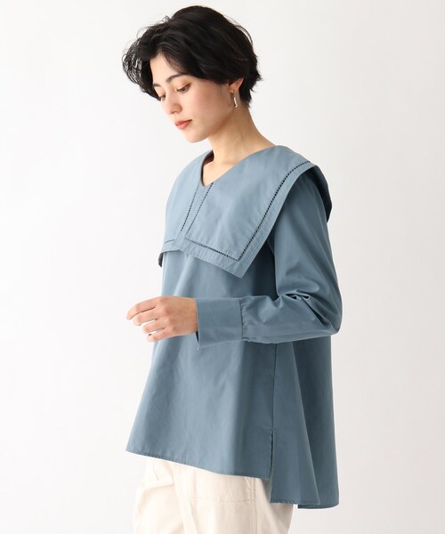 OPAQUE.CLIP（オペークドットクリップ）の「◆ハシゴレースカラーブラウス（シャツ/ブラウス・レディース・ブルー/ホワイト系/ブラック・00）」の5枚目の写真