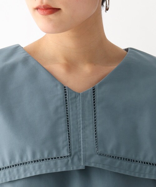 OPAQUE.CLIP（オペークドットクリップ）の「◆ハシゴレースカラーブラウス（シャツ/ブラウス・レディース・ブルー/ホワイト系/ブラック・00）」の7枚目の写真