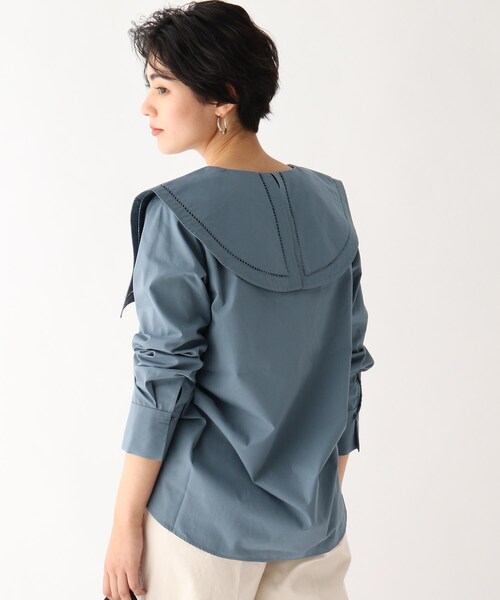 OPAQUE.CLIP（オペークドットクリップ）の「◆ハシゴレースカラーブラウス（シャツ/ブラウス・レディース・ブルー/ホワイト系/ブラック・00）」の15枚目の写真