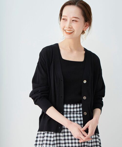 le.coeur blanc（ルクールブラン）の「カシリーコットンアンサンブルニット（ニット/セーター・レディース・サックスブルー/ブラック/モカ・38）」の2枚目の写真