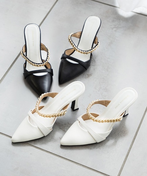 Julia Boutique（ジュリアブティック）の「チェーンデザインポインテッドミュール/22033（サンダル・レディース・ブラック/ホワイト・L/LL/M/3L/S）」の9枚目の写真