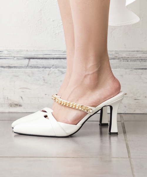 Julia Boutique（ジュリアブティック）の「チェーンデザインポインテッドミュール/22033（サンダル・レディース・ブラック/ホワイト・L/LL/M/3L/S）」の11枚目の写真