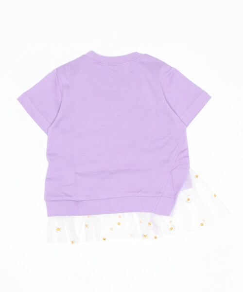 X-girl Stages（エックスガールステージス）の「デイジー刺しゅう裾チュール半袖Tシャツ（Tシャツ/カットソー・キッズ・ラベンダー/ブルー/ベージュ・130cm/90cm/120cm/140cm/110cm/100cm/80ｃｍ）」の4枚目の写真
