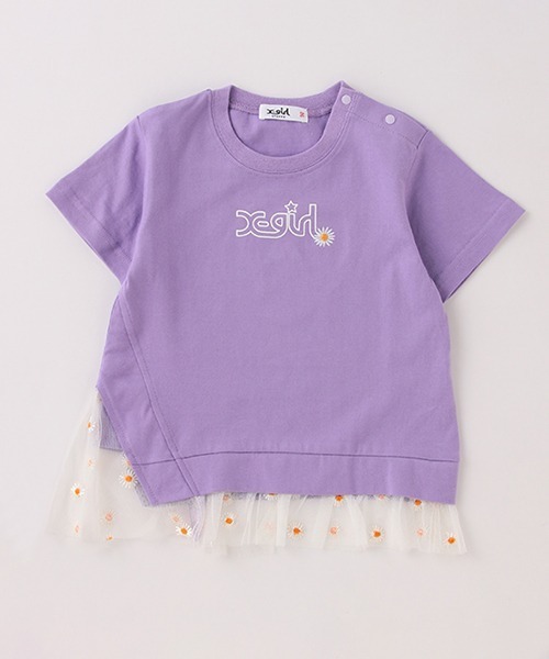X-girl Stages（エックスガールステージス）の「デイジー刺しゅう裾チュール半袖Tシャツ（Tシャツ/カットソー・キッズ・ラベンダー/ブルー/ベージュ・130cm/90cm/120cm/140cm/110cm/100cm/80ｃｍ）」の17枚目の写真