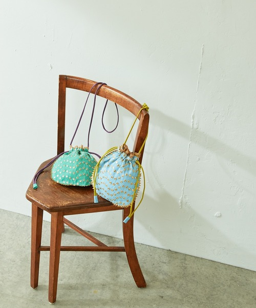 NE QUITTEZ PAS!（ヌキテパ）の「刺繍巾着バッグ（ショルダーバッグ・レディース・グリーン/ブルー・FREE）」の15枚目の写真