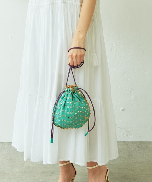 NE QUITTEZ PAS!（ヌキテパ）の「刺繍巾着バッグ（ショルダーバッグ・レディース・グリーン/ブルー・FREE）」の8枚目の写真