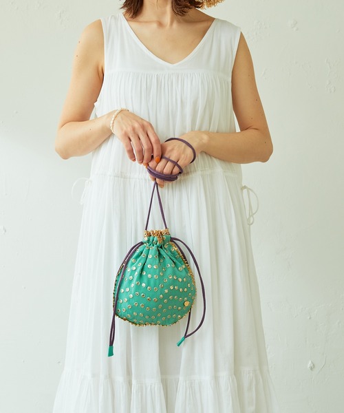 NE QUITTEZ PAS!（ヌキテパ）の「刺繍巾着バッグ（ショルダーバッグ・レディース・グリーン/ブルー・FREE）」の9枚目の写真