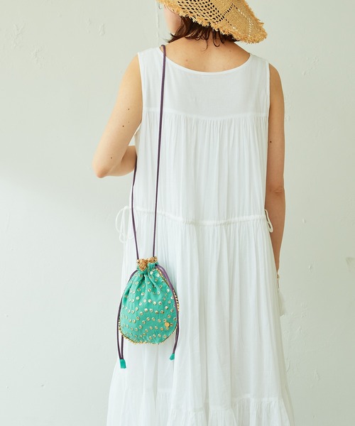 NE QUITTEZ PAS!（ヌキテパ）の「刺繍巾着バッグ（ショルダーバッグ・レディース・グリーン/ブルー・FREE）」の12枚目の写真