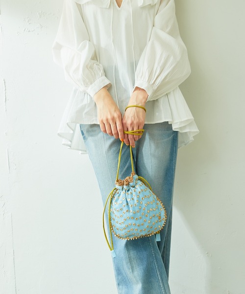 NE QUITTEZ PAS!（ヌキテパ）の「刺繍巾着バッグ（ショルダーバッグ・レディース・グリーン/ブルー・FREE）」の16枚目の写真