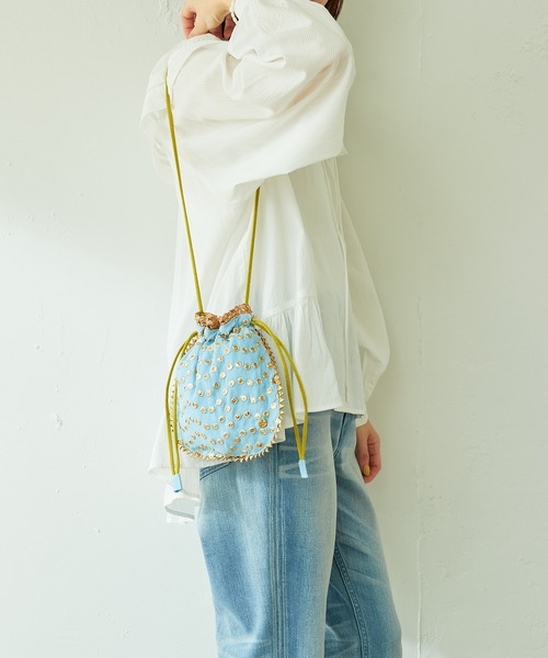 NE QUITTEZ PAS!（ヌキテパ）の「刺繍巾着バッグ（ショルダーバッグ・レディース・グリーン/ブルー・FREE）」の17枚目の写真