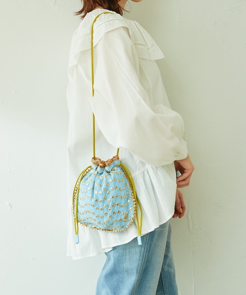 NE QUITTEZ PAS!（ヌキテパ）の「刺繍巾着バッグ（ショルダーバッグ・レディース・グリーン/ブルー・FREE）」の18枚目の写真