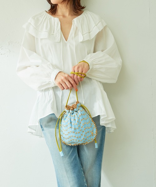 NE QUITTEZ PAS!（ヌキテパ）の「刺繍巾着バッグ（ショルダーバッグ・レディース・グリーン/ブルー・FREE）」の20枚目の写真