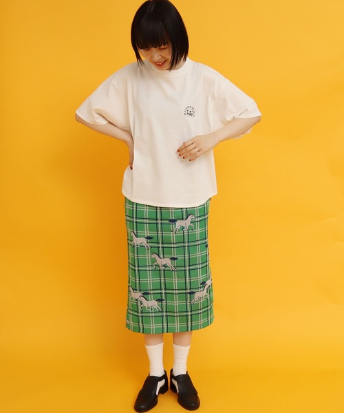 didizizi(ディディジジ)の「馬チェックJQ タイトSK(スカート・レディース・ベージュ/グリーン・FREE)」の4枚目の写真