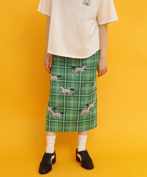 didizizi(ディディジジ)の「馬チェックJQ タイトSK(スカート・レディース・ベージュ/グリーン・FREE)」の12枚目の写真